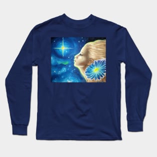 The memory of the girl withba blue flower Long Sleeve T-Shirt